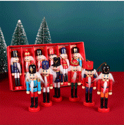 Wooden nutcracker soldier ornaments set of 6, view 7 - MRSLM