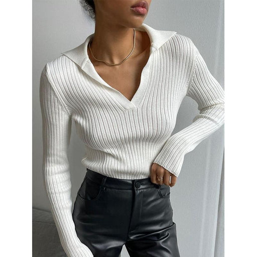 women's polo collar sweater, view 2 - MRSLM