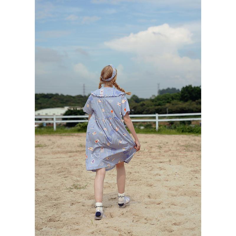 women's chiffon summer dress with peter pan collar, view 9 - MRSLM