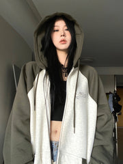 loose double hood cotton cardigan sweater, view 4 - MRSLM