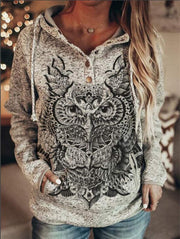 women's animal wolf print hoodie, view 6 - MRSLM