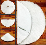 White plush faux fur Christmas tree skirt, view 2 - MRSLM