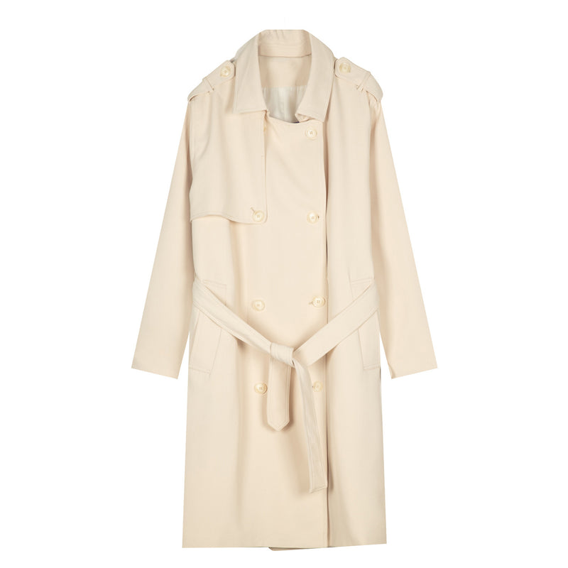double breasted simple trench coat men with belt, view 4 - MRSLM