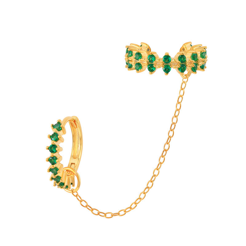 crystal hoop chain ear cuff earring, view 3 - MRSLM