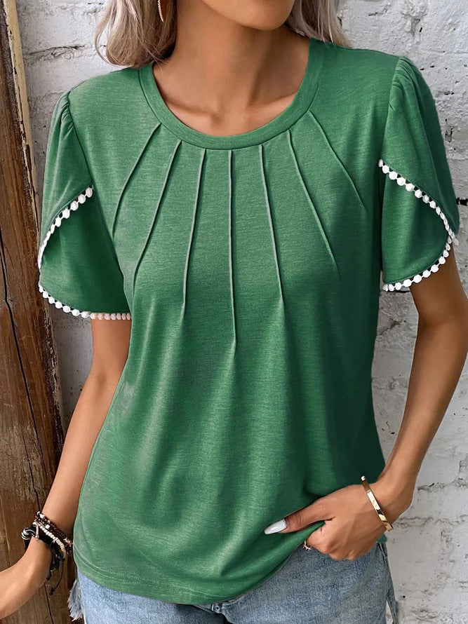 women's tulip sleeve tassel t-shirt, view 7 - MRSLM