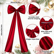 Large wine red satin Christmas tree topper bow, view 5 - MRSLM
