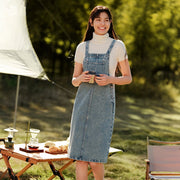 denim suspender skirt, view 5 - MRSLM