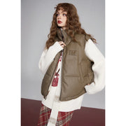 brown down vest, view 6 - MRSLM