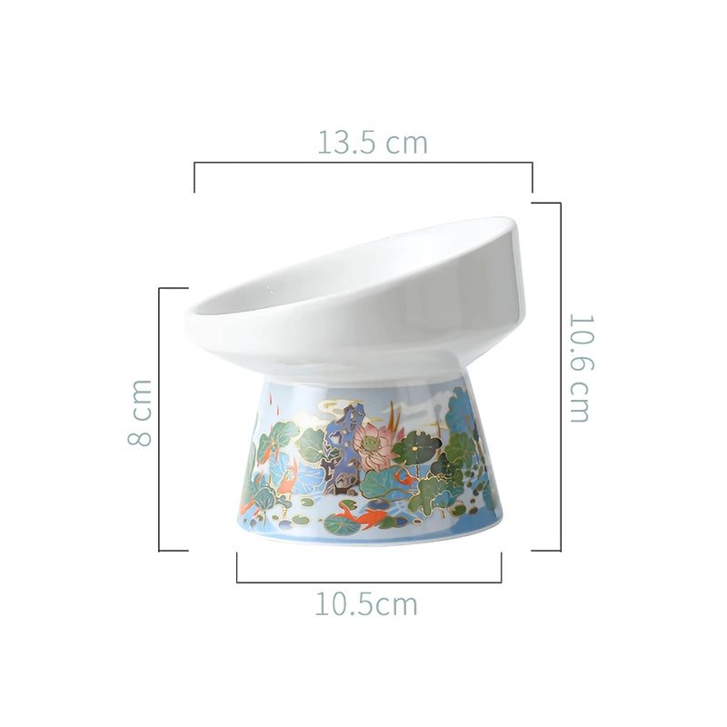 elevated ceramic cat bowl, view 5 - MRSLM