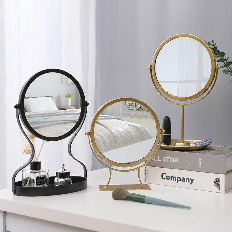 metal vanity mirror with jewelry storage, view 9 - MRSLM