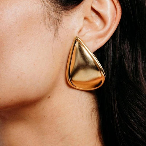 stainless steel rounded triangle stud earrings - MRSLM