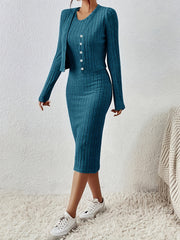 front button cropped top and dress set, view 8 - MRSLM