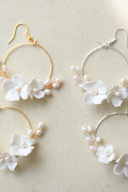 freshwater pearl flower circle earrings, view 4 - MRSLM