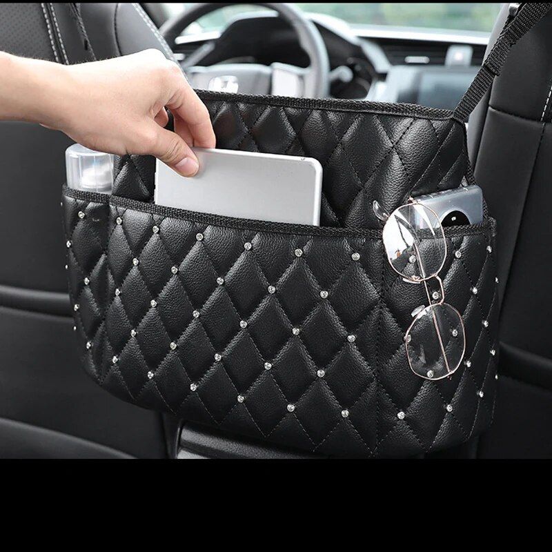 crystal rhinestone car seat organizer, view 3 - MRSLM
