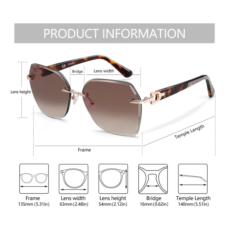 rimless geometric gradient sunglasses, view 7 - MRSLM