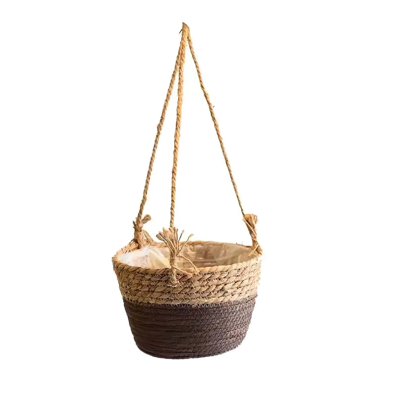 Jute rope hanging planter basket, view 9 - MRSLM