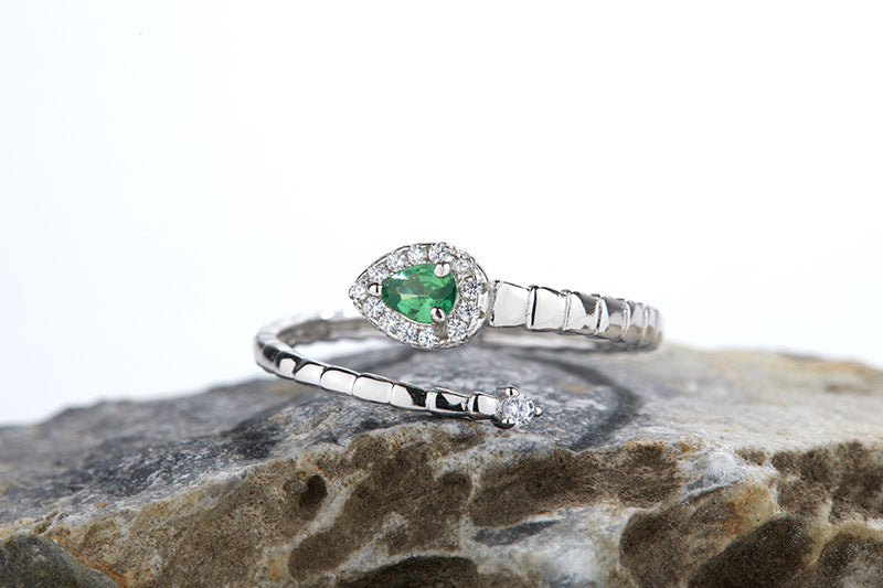 sterling silver green heart gemstone ring, view 8 - MRSLM