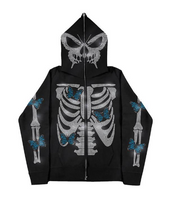 rhinestone print hooded zip cardigan, view 8 - MRSLM