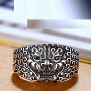 men's silver retro adjustable ring, view 6 - MRSLM