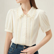embroidered polo-neck blouse - MRSLM