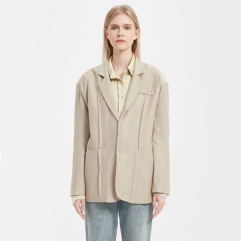 elegant khaki blazer for women, view 4 - MRSLM