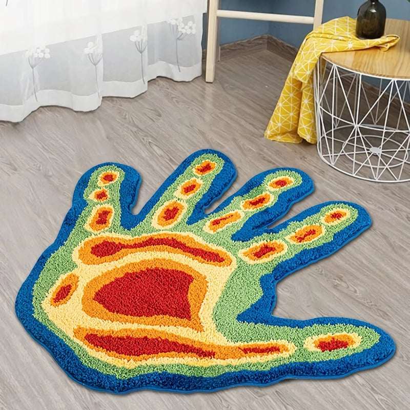 hand tufted art rug with 3d hand design - MRSLM