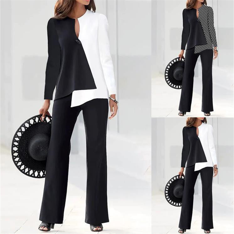 women's chiffon loose top and trousers suit - MRSLM