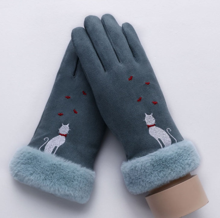 Women's plush-lined suede touchscreen gloves, view 19 - MRSLM