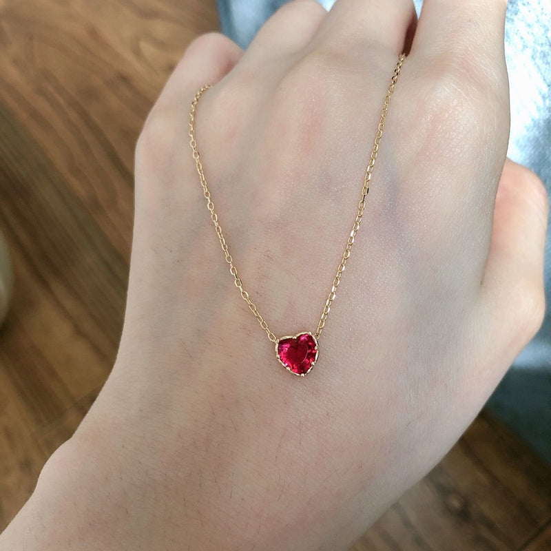 silver zircon love heart necklace, view 3 - MRSLM