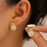 pearl pineapple stud earrings - MRSLM