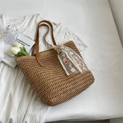Handmade large woven straw tote bag, view 3 - MRSLM