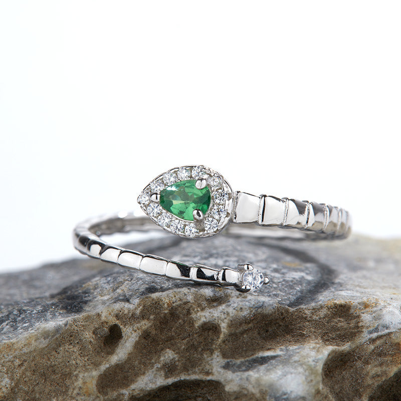 sterling silver green heart gemstone ring, view 7 - MRSLM