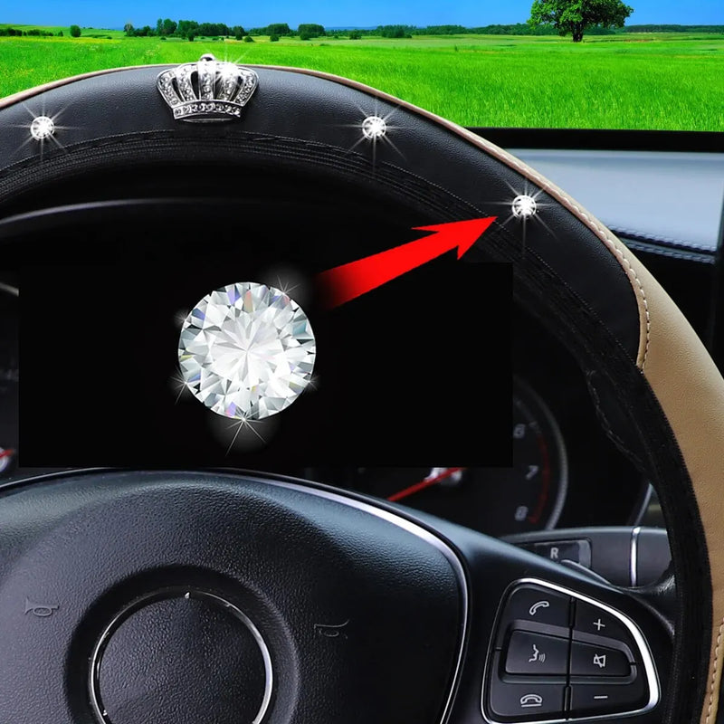 diamond crown steering wheel cover, view 7 - MRSLM