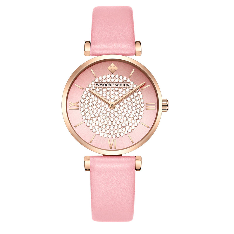 ladies sparkling dial belt strap watch - MRSLM