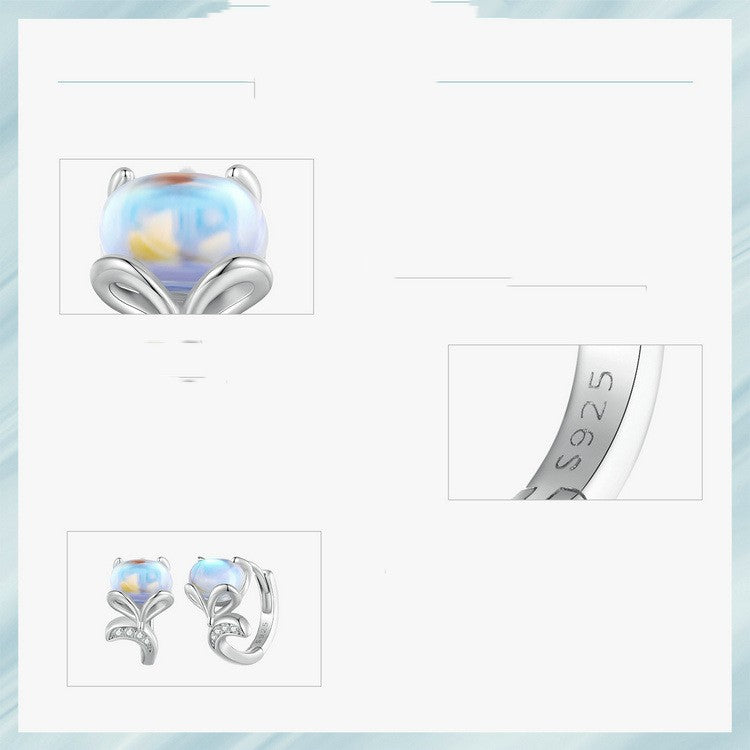 s925 silver fox moonstone earrings, view 2 - MRSLM