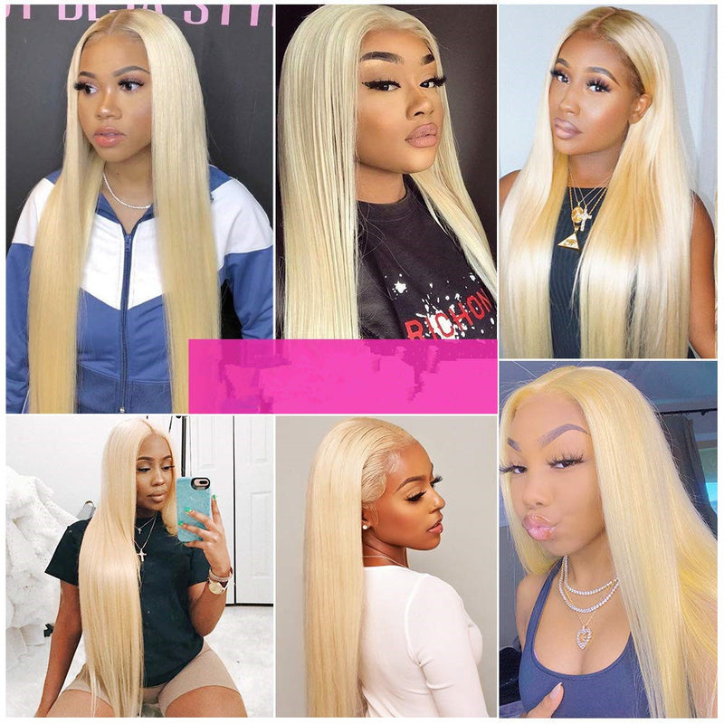 Light golden long straight lace wig, view 4 - MRSLM