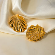 gold shell earrings, view 6 - MRSLM