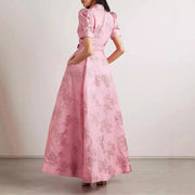 pink a-line long dress, view 3 - MRSLM