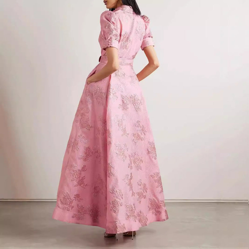 pink a-line long dress, view 3 - MRSLM