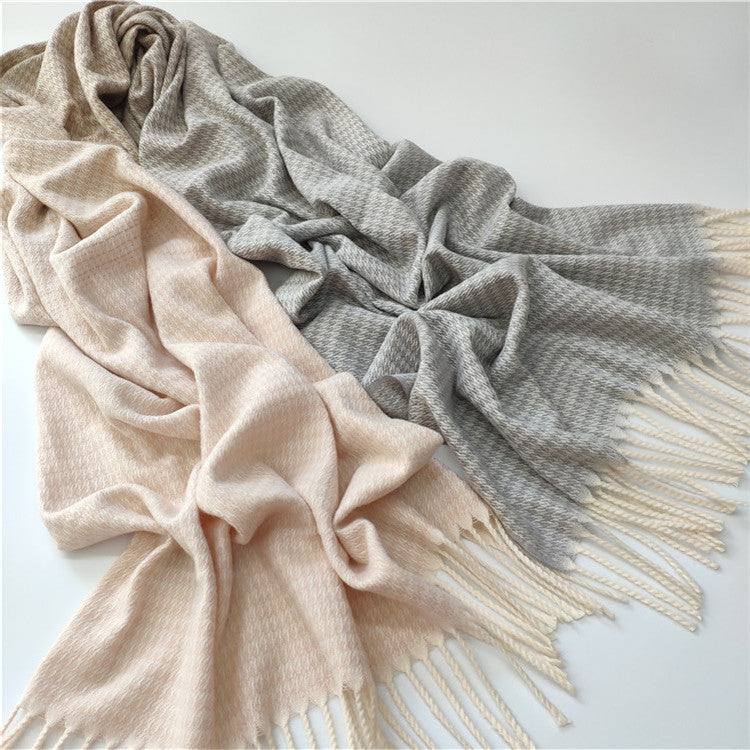 Tie-dye faux cashmere tassel scarf, view 5 - MRSLM