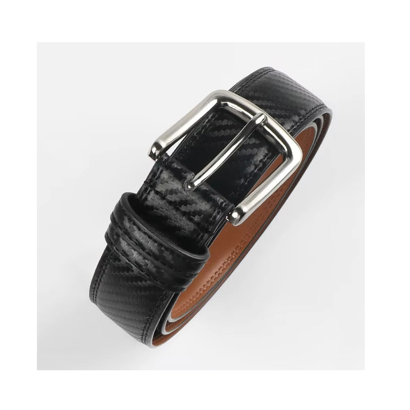 men's leather belt with swivel pin buckle, view 8 - MRSLM
