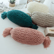 candy shape chunky knit pillow with tassels - MRSLM