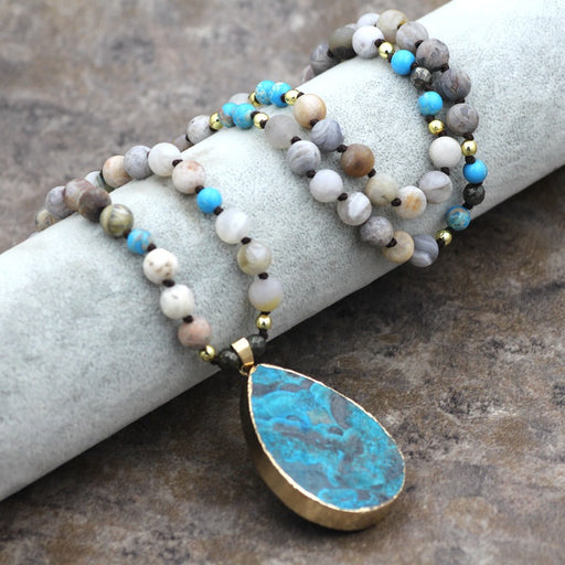 women's bohemian agate drop necklace - MRSLM