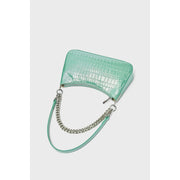 alligator pattern leather shoulder bag, view 7 - MRSLM