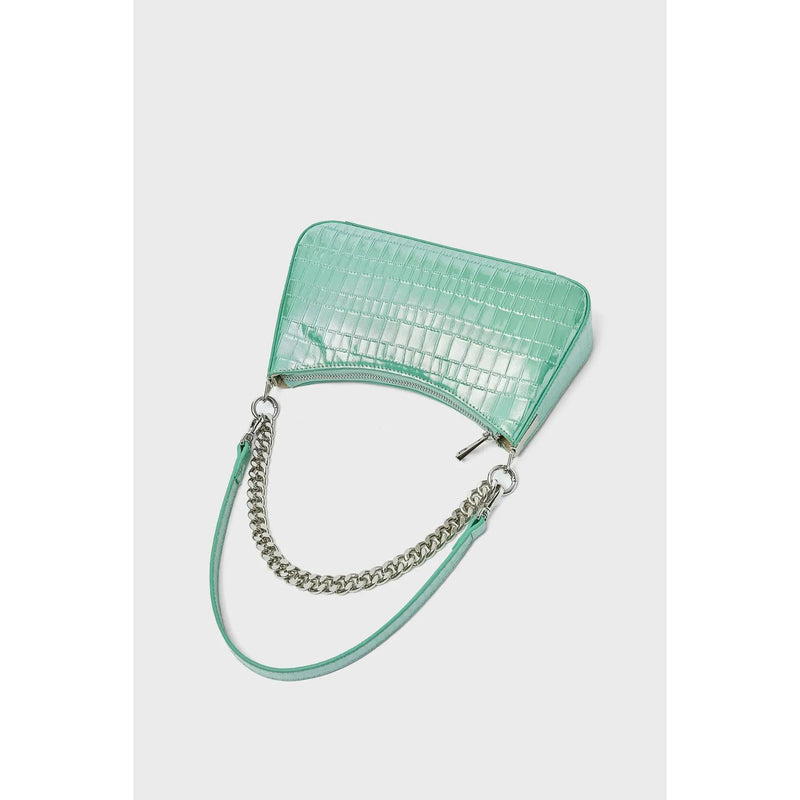 alligator pattern leather shoulder bag, view 7 - MRSLM