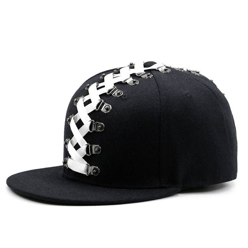 punk hip hop flat brim cap, view 3 - MRSLM
