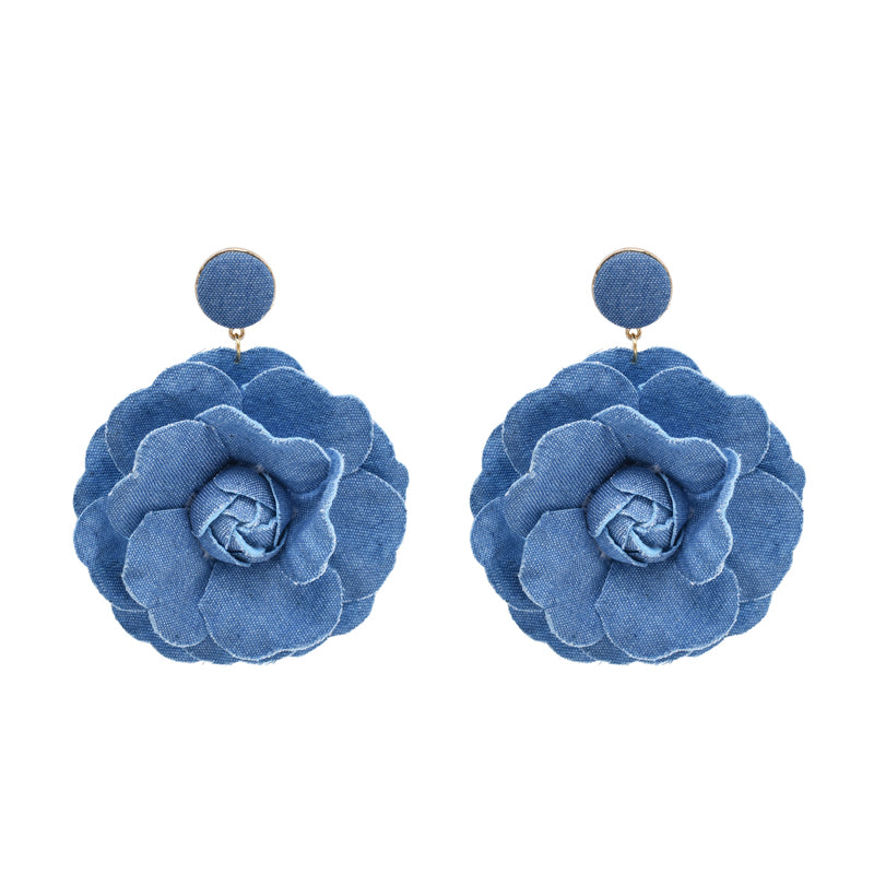 denim drop earrings, view 2 - MRSLM