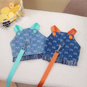 cotton denim dog harness and leash set, view 5 - MRSLM
