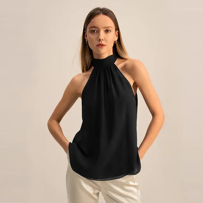women's silk halter tank top, view 6 - MRSLM