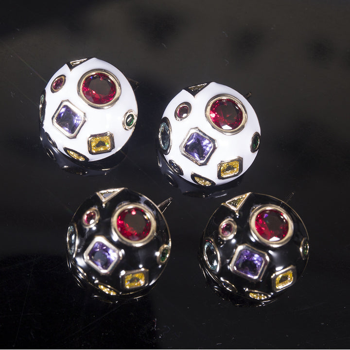 Geometric Color Zirconium Ball Shaped Earrings